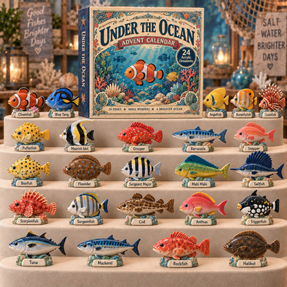CHRISTMAS KICKOFF 40% OFF - Under The Ocean Advent Calendar 2026 - 24-Day Festive Countdown, Acrylic Charms Blind Box - Gift For Fish Lovers AC0TM362
