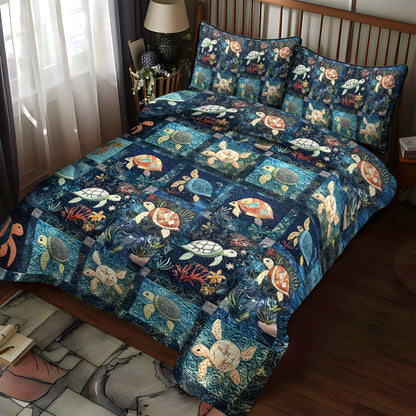 Underwater Turtle Bliss 3-Piece Quilted Bedding Set NCU0PT1862