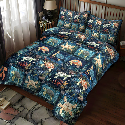 Underwater Turtle Bliss 3-Piece Quilted Bedding Set NCU0PT1862