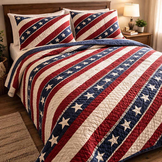 Union Lines 3-Piece Quilted Bedding Set NCU0NXD1652