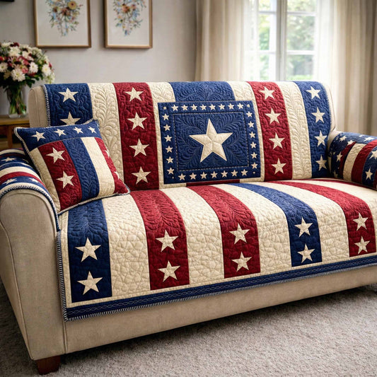Union Stripe Quilted Sofa Cover NCU0NXD1634