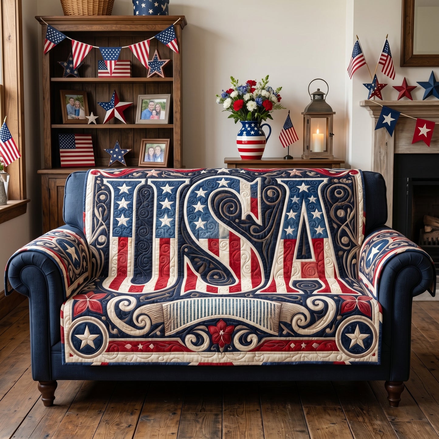 United We Stand Quilted Sofa Cover NCU0PTT3138