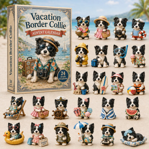 CHRISTMAS KICKOFF 40% OFF - Vacation Border Collie Advent Calendar 2026 - 24-Day Festive Countdown, Acrylic Charms Blind Box - Gift For Dogs Lovers