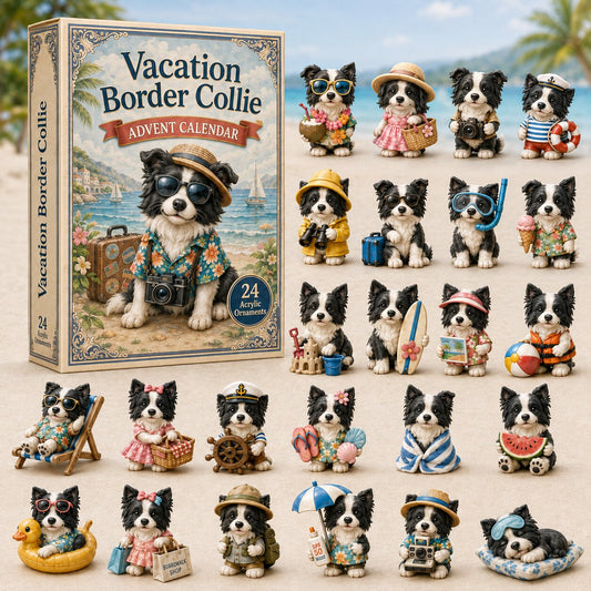 CHRISTMAS KICKOFF 40% OFF - Vacation Border Collie Advent Calendar 2026 - 24-Day Festive Countdown, Acrylic Charms Blind Box - Gift For Dogs Lovers