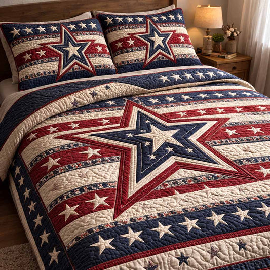 Valor Stripe 3-Piece Quilted Bedding Set NCU0NXD1656