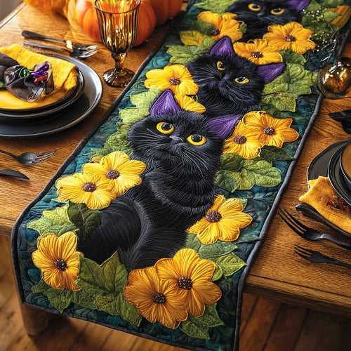 Velvet Cat Night Quilted Table Runner NCU0NTD725