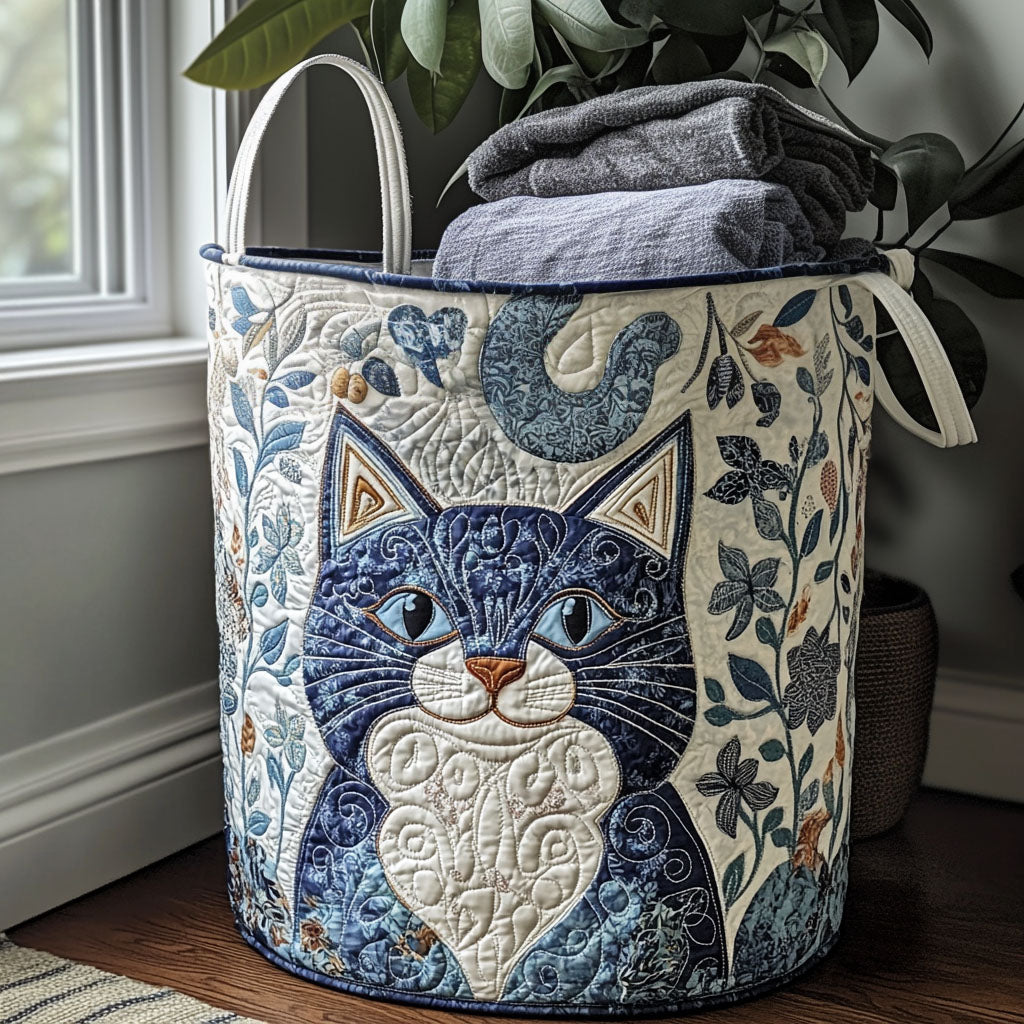 Cozy Cat Quilted Laundry Basket NCU0QN034