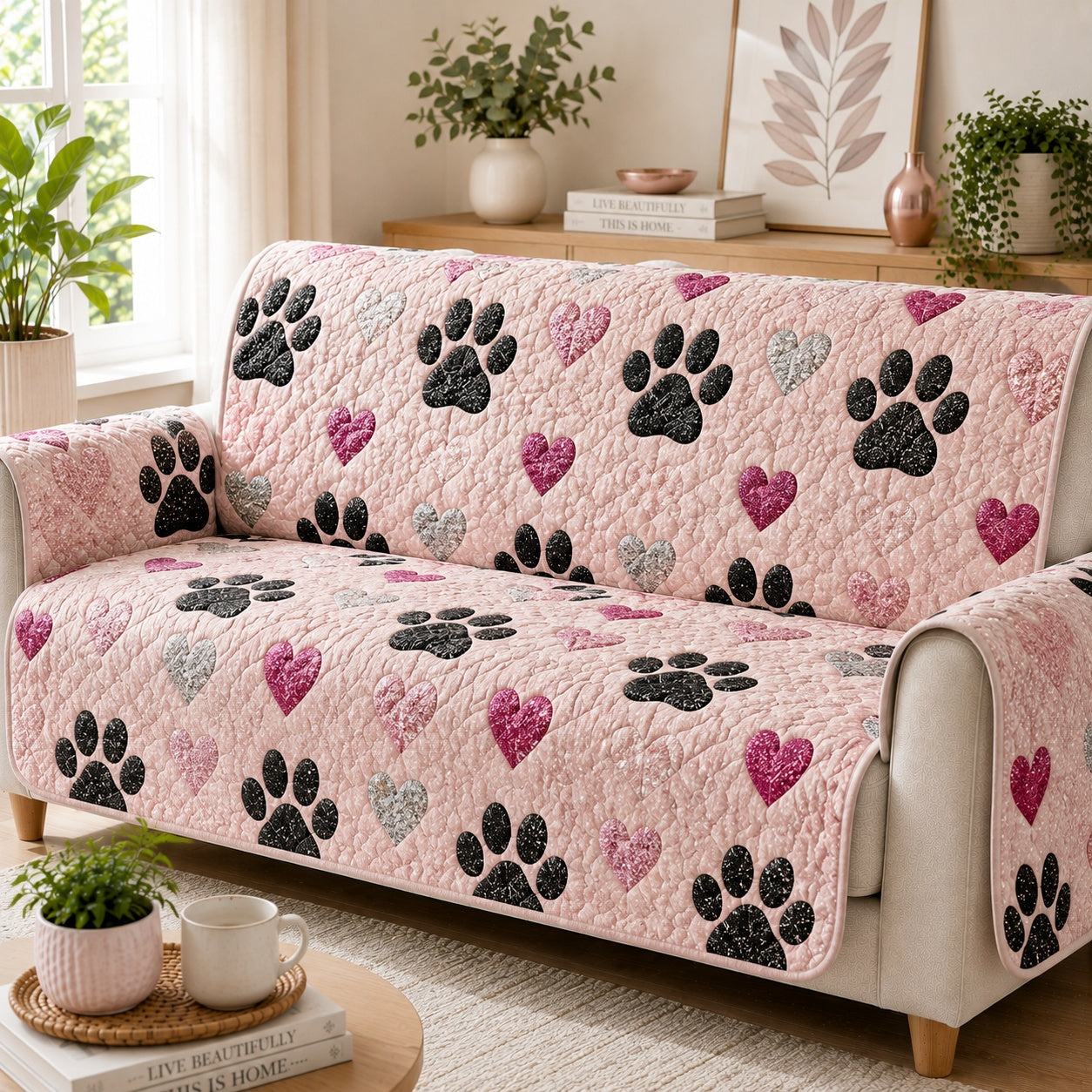 Velvet Romance Walk Quilted Sofa Cover NCU0PVL1027