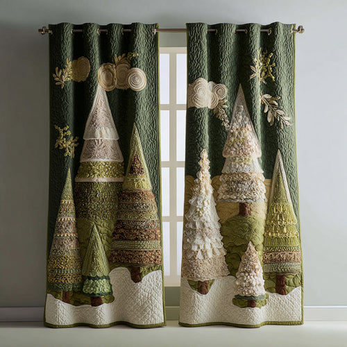 Verdant Christmas Tree Quilted Curtains NCU0HNH584