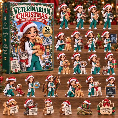 CHRISTMAS KICKOFF 40% OFF - Veterinarian Christmas Advent Calendar 2026 - 24-Day Festive Countdown, Acrylic Charms Blind Box - Gift For Kids AC0HH043