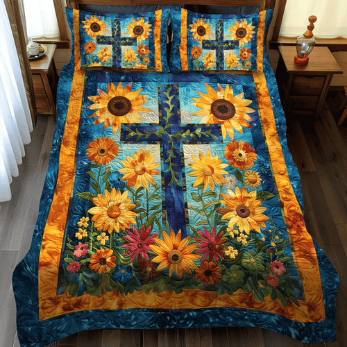 Vibrant Fields 3-Piece Quilted Bedding Set NCU0TH988