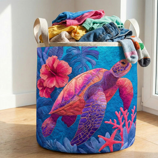 Vibrant Ocean Glow Quilted Laundry Basket NCU0NNT2977