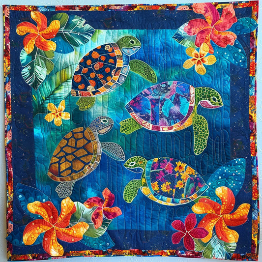 Vibrant Ocean Turtles Quilted Blanket NCU0TL409