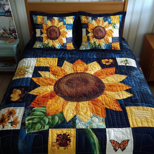 Vibrant Sunflower 3-Piece Quilted Bedding Set NCU0TL1721