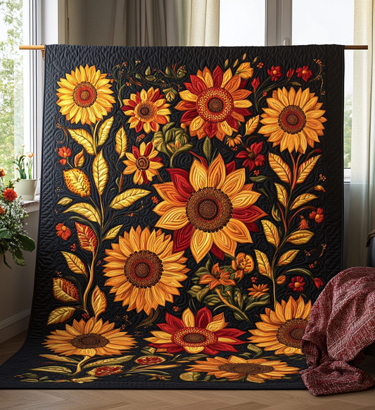 Vibrant Sunflowers Quilted Blanket NCU0DV452