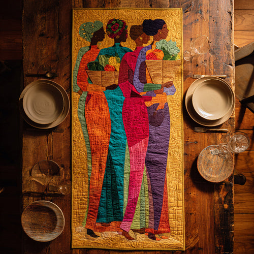 Vibrant Black Woman Carriers Quilted Table Runner NCU0HNH467