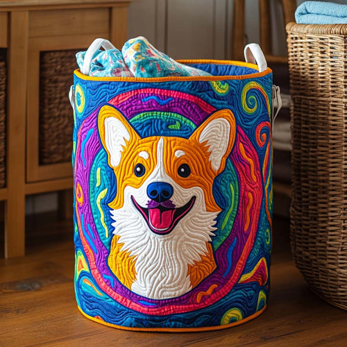 Vibrant Corgi Quilted Laundry Basket NCU0NXD351