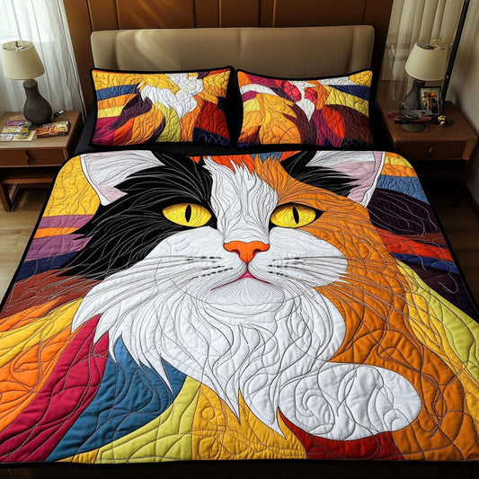 Vibrant Feline Essence 3-Piece Quilted Bedding Set NCU0NNT600