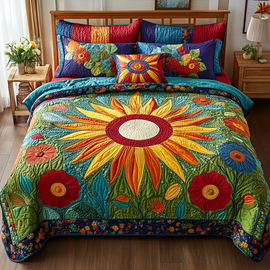 Vibrant Garden Bloom 3-Piece Quilted Bedding Set NCU0PVL014