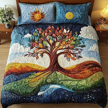 Vibrant Life Tree 3-Piece Quilted Bedding Set NCU0PVL057