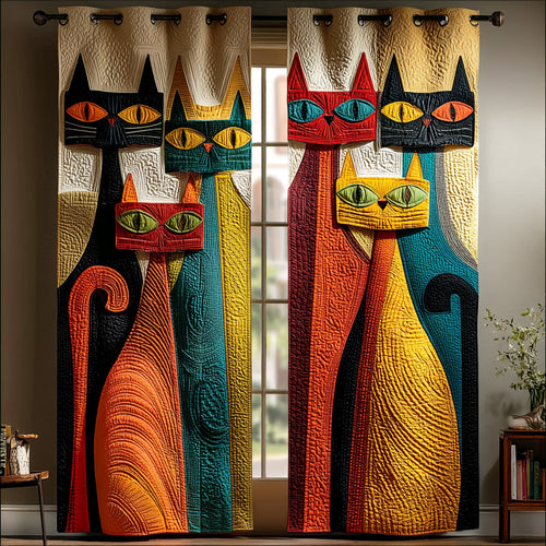 Vibrant Long Cats Quilted Curtains NCU0LDH187