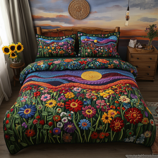 Vibrant Meadows 3-Piece Quilted Bedding Set NCU0PVL119