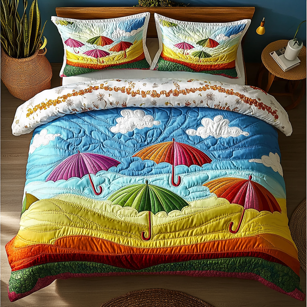 Vibrant Parasol 3-Piece Quilted Bedding Set NCU0DDK227