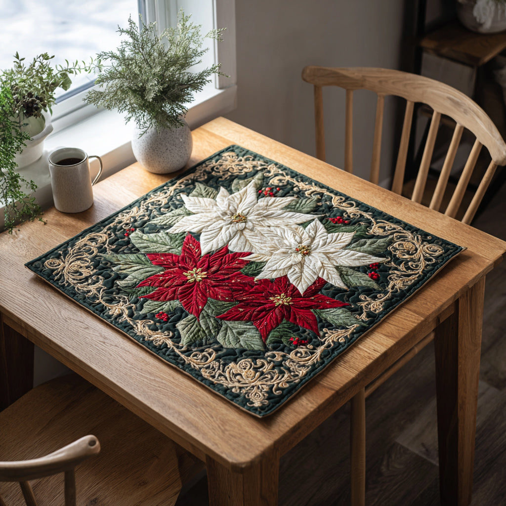 Vibrant Poinsettia Quilted Table Topper NCU0HNH172