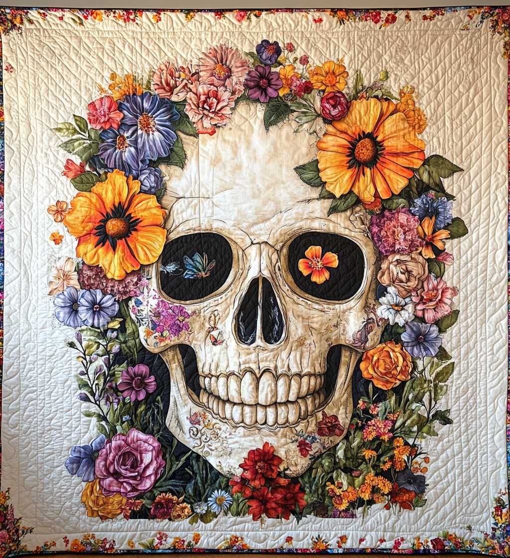 Vibrant Skull Quilted Blanket NCU0TL1877