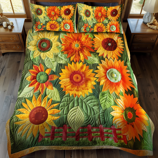Vibrant Sunflowers 3-Piece Quilted Bedding Set NCU0VL219