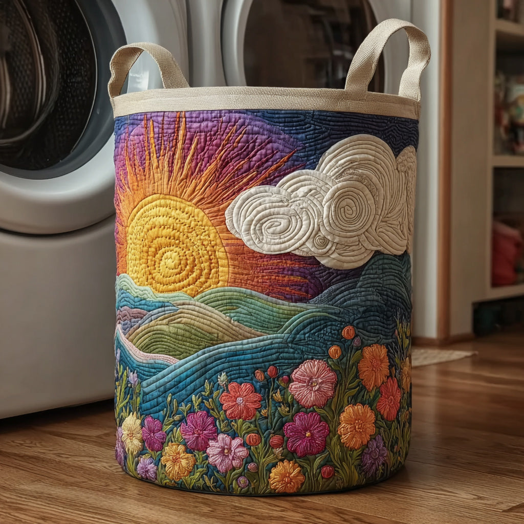 Vibrant Sunrise Quilted Laundry Basket NCU0HNH788