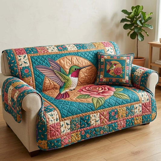 Vibrant Teal Paradise Quilted Sofa Cover NCU0DQQ0510