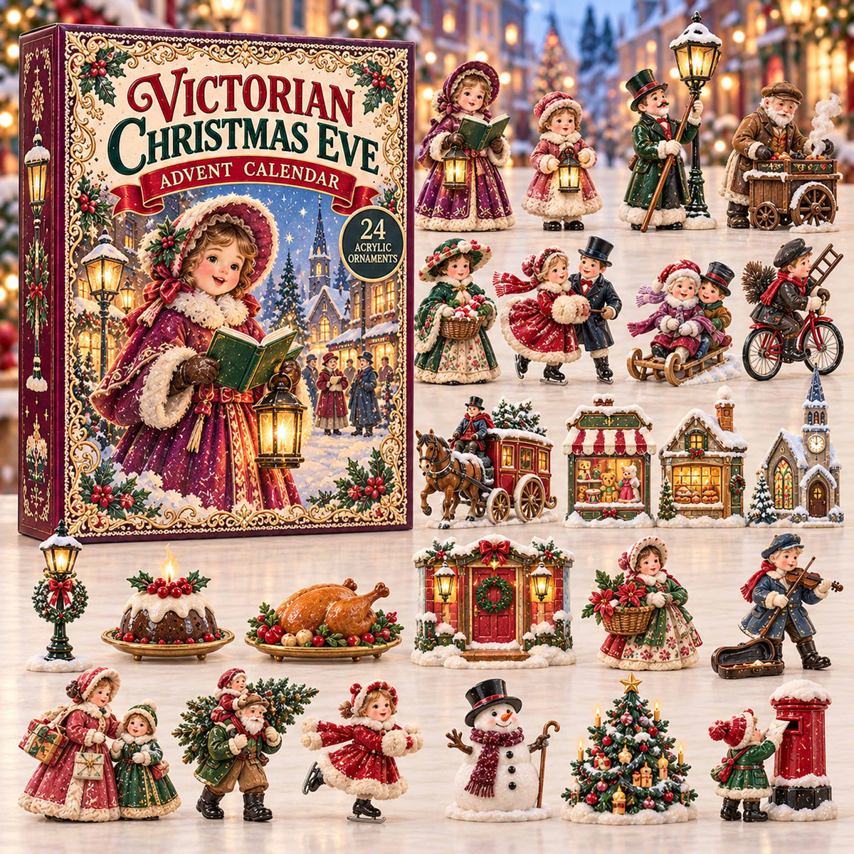 CHRISTMAS KICKOFF 40% OFF - Victorian Christmas Eve Advent Calendar 2026 - 24-Day Festive Countdown, Acrylic Charms Blind Box - Gift For Family and Friends AC0TD095