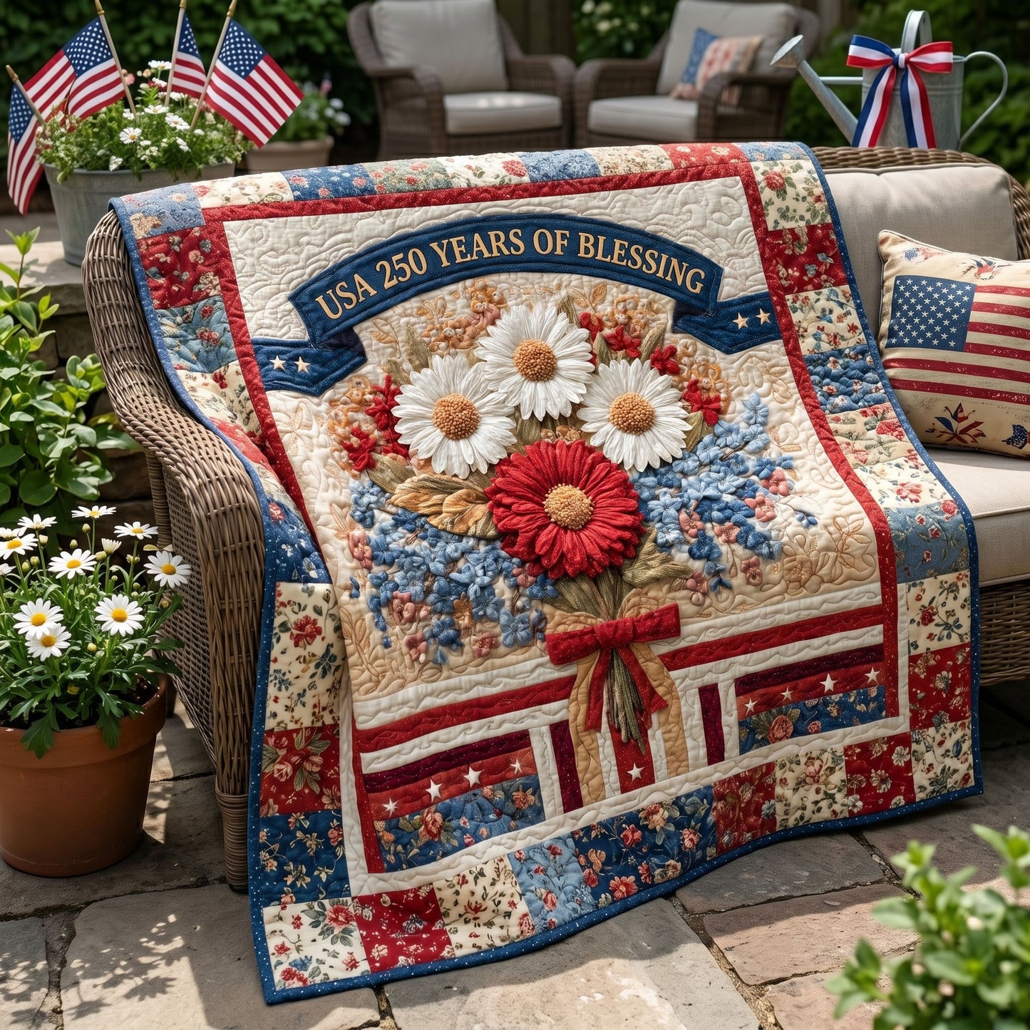 Victory Stripes Quilted Blanket NCU0NNT3170