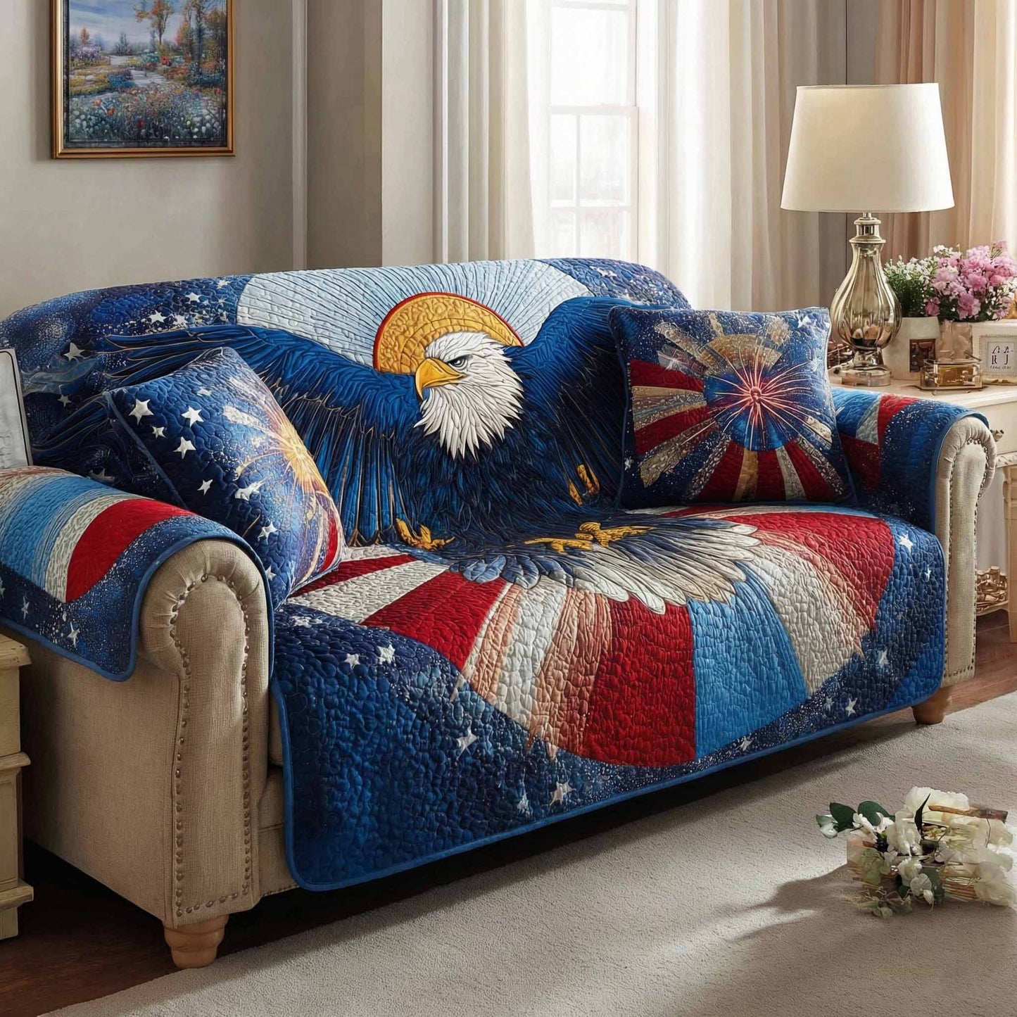 Victory Wings Quilted Sofa Cover NCU0NXD1581