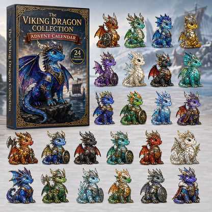 CHRISTMAS KICKOFF 40% OFF - Viking Dragon Advent Calendar 2026 - 24-Day Festive Countdown, Acrylic Charms Blind Box - Gift For Dragon Lovers