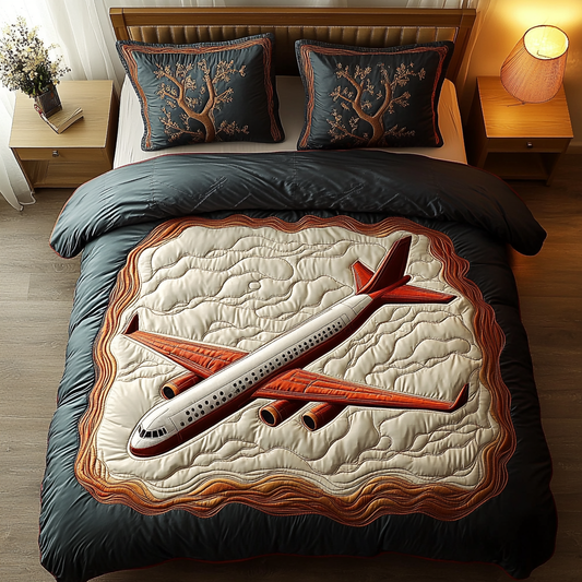 Vintage Airplane 3-Piece Quilted Bedding Set NCU0DDK126