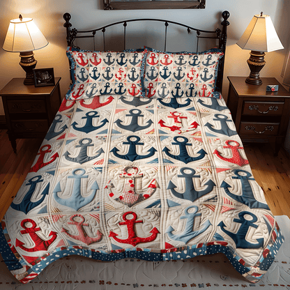 Vintage Anchors 3-Piece Quilted Bedding Set NCU0TH1218