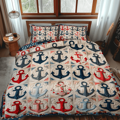 Vintage Anchors 3-Piece Quilted Bedding Set NCU0TH1218