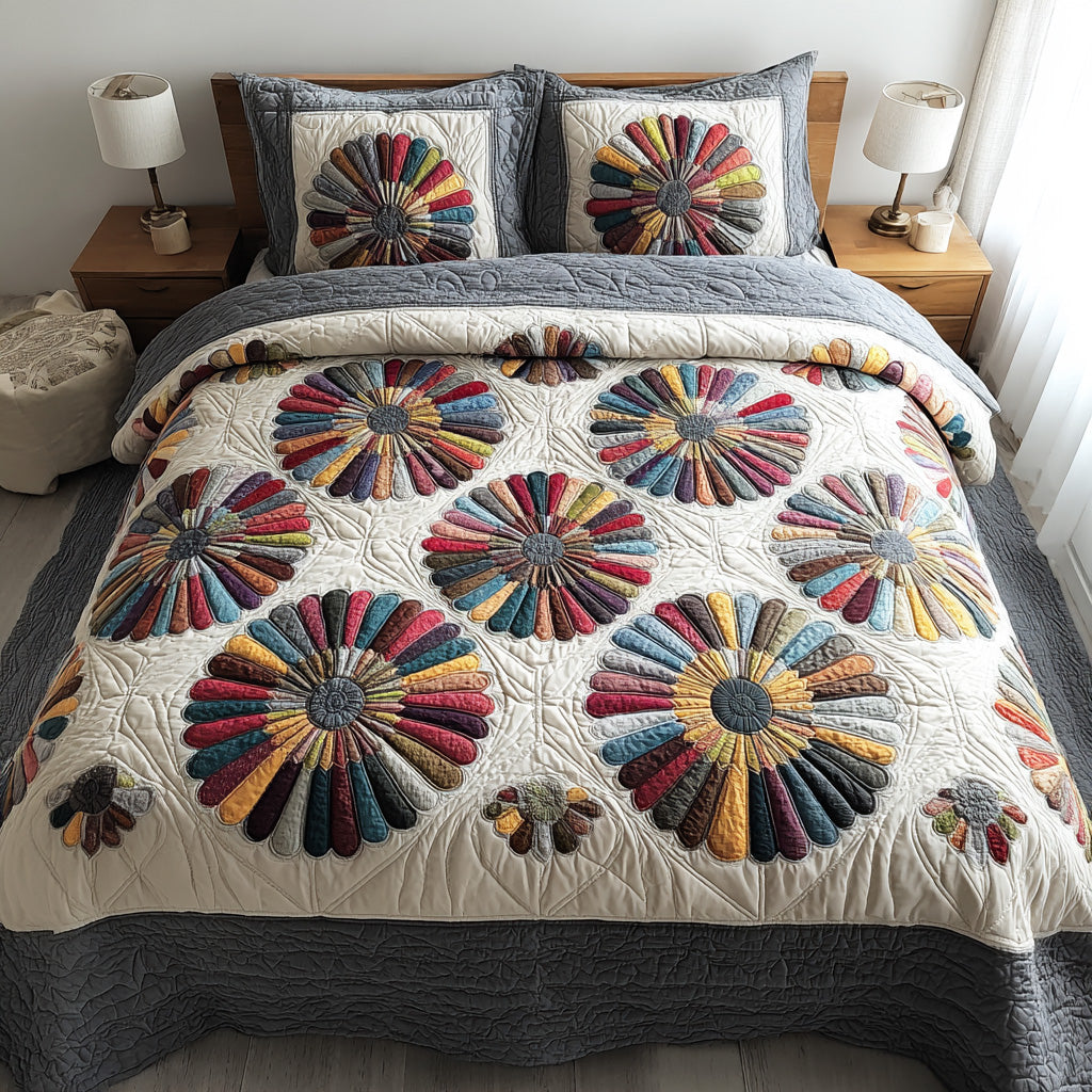 Vintage Bloom 3-Piece Quilted Bedding Set NCU0NTD1205
