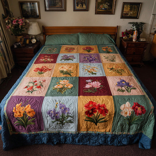 Vintage Blossom Patch Quilted Blanket NCU0LDH850