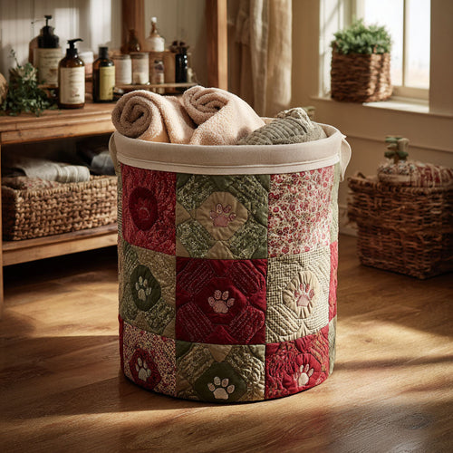 Vintage Blossom Paws Quilted Laundry Basket NCU0NTV603