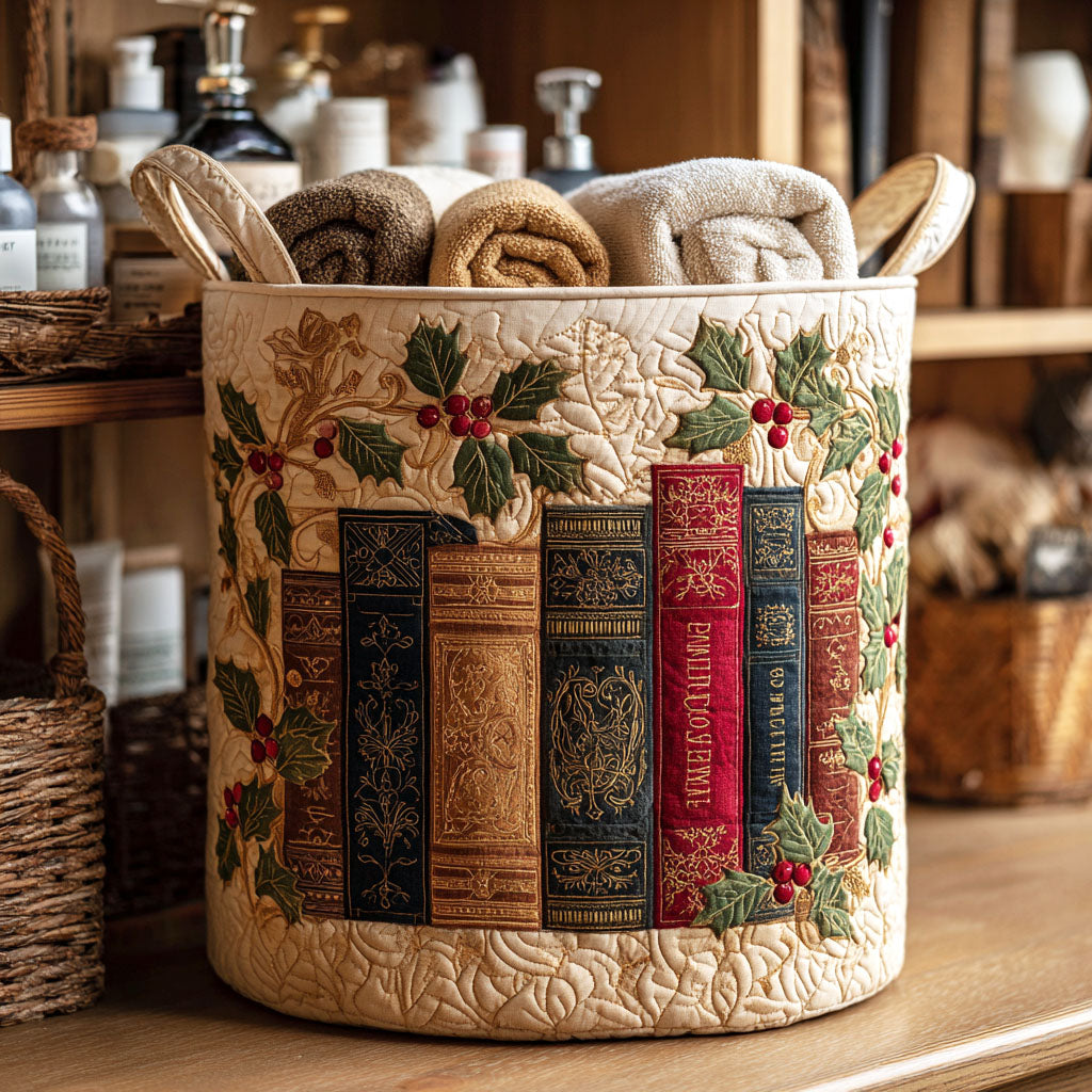 Vintage Book Quilted Laundry Basket NCU0NTV640