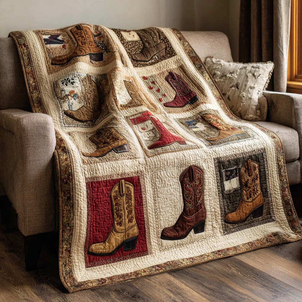 Vintage Boot Quilted Blanket NCU0NNT2146