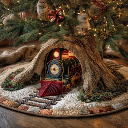 Vintage Christmas Train Christmas Quilted Tree Skirt NCU0HTT057