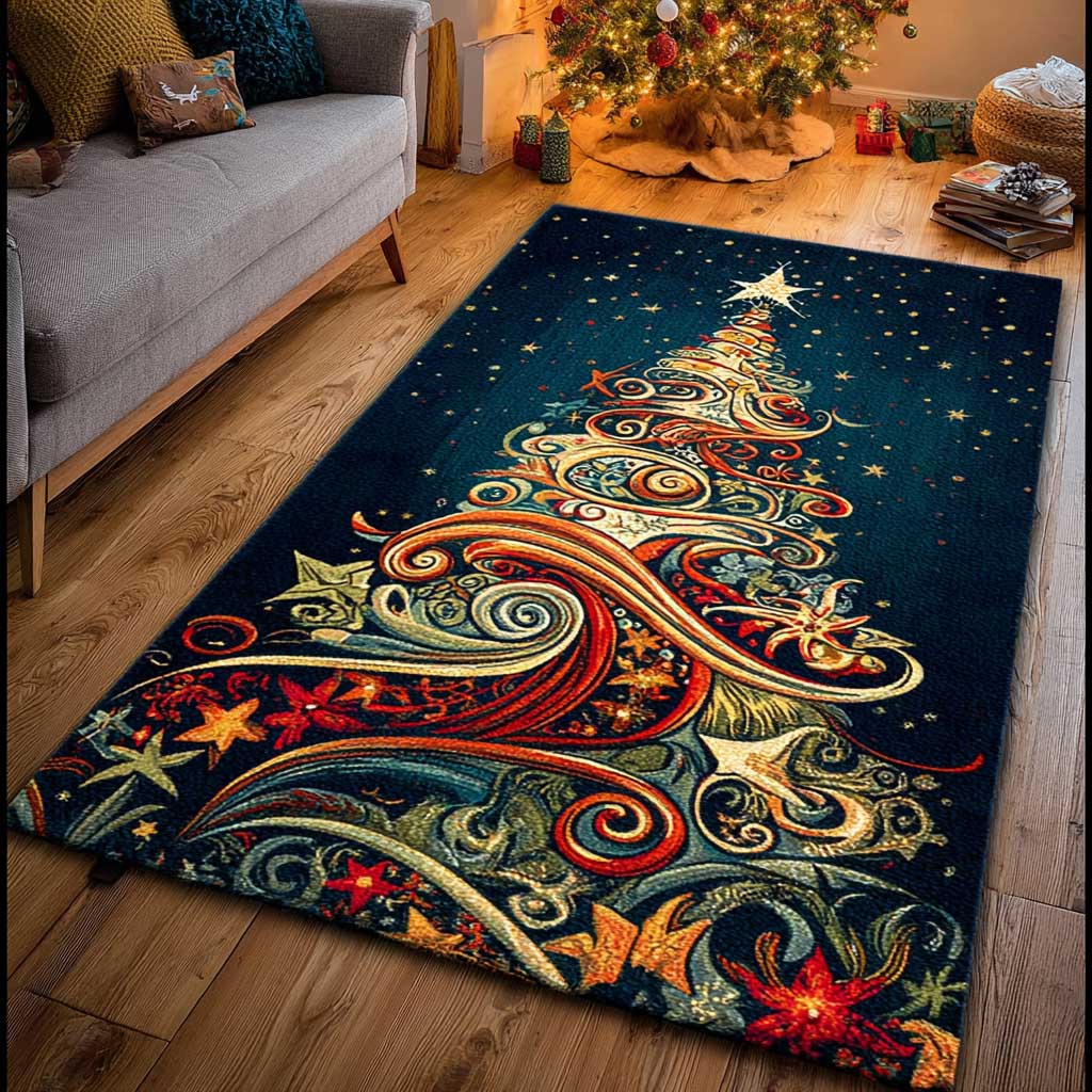 Vintage Christmas Tree Area Rug NCU0HTT132