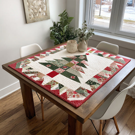 Vintage Christmas Tree Quilted Table Topper NCU0HNH161