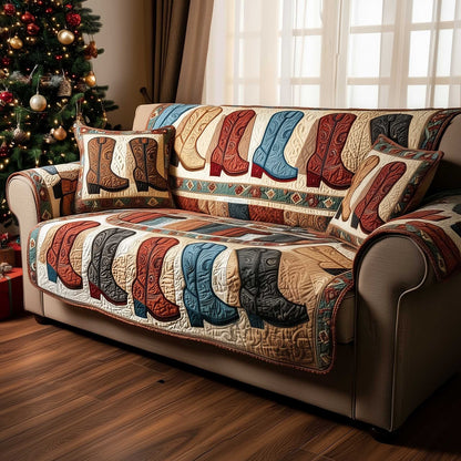 Vintage Cowboy Boot Quilted Sofa Cover NCU0HTT069