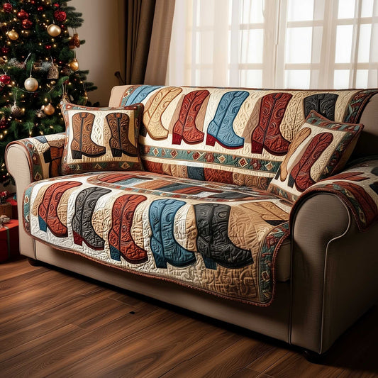 Vintage Cowboy Boot Quilted Sofa Cover NCU0HTT069