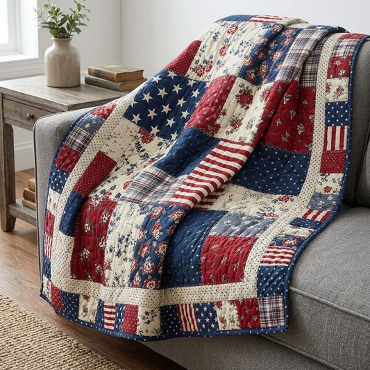 Vintage Flag Quilted Blanket NCU0DQQ0534